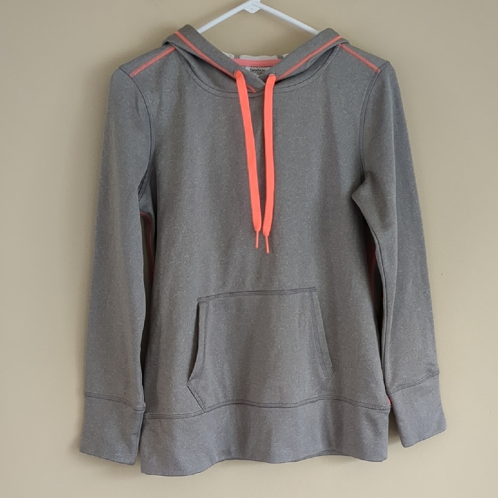 Small Danskin Now Light Grey Heather Orange Hoodie Kangaroo Pocket